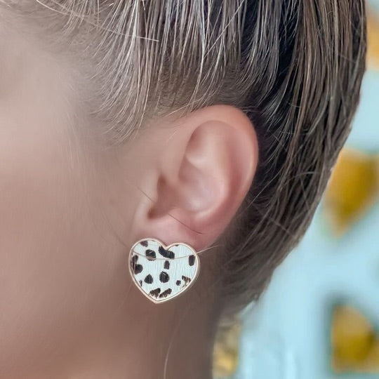 Spotted Heart Textured Stud Earrings