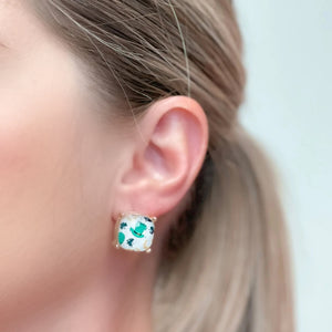 St. Patrick's Scene Printed Glass Stud Earrings