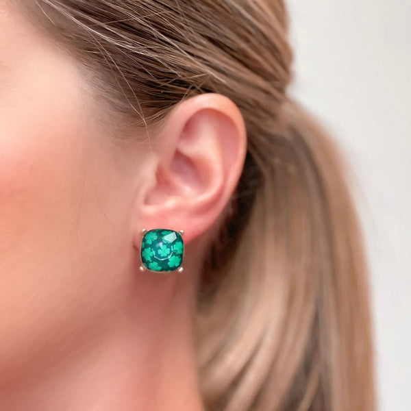 Clover Printed Glass Stud Earrings