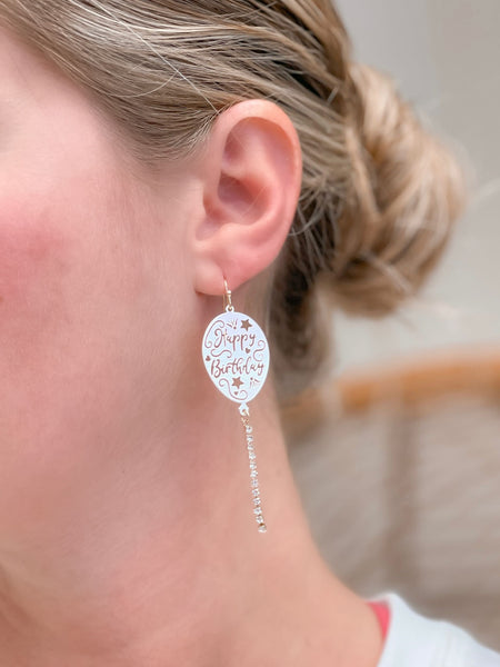 'Happy Birthday' Balloon Dangle Earrings