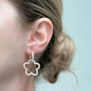 Pearl-Studded Flower Dangle Earrings