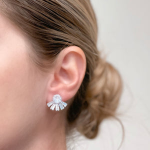 Rhinestone Half-Circle Ray Stud Earrings