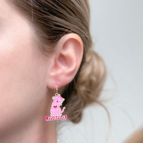 Kitty Cat 'Mama' Dangle Earrings