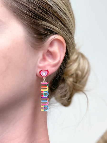 Colorful 'Mama' Epoxy Dangle Earrings