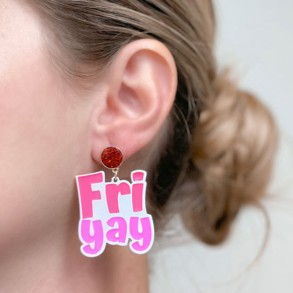 'Fri-Yay' Enamel Dangle Earrings