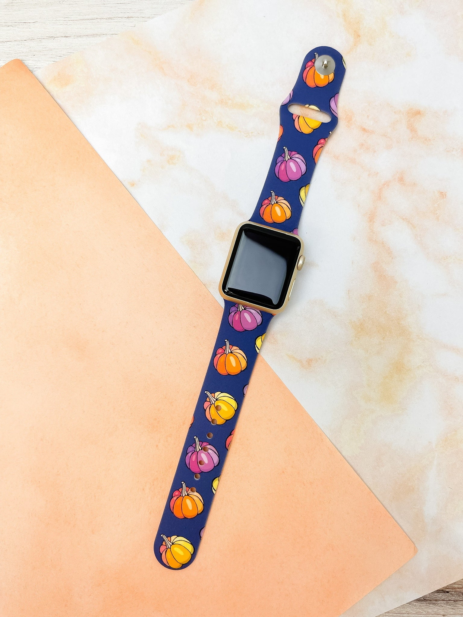 Fall Multi Pumpkin Printed Silicone Watch Band