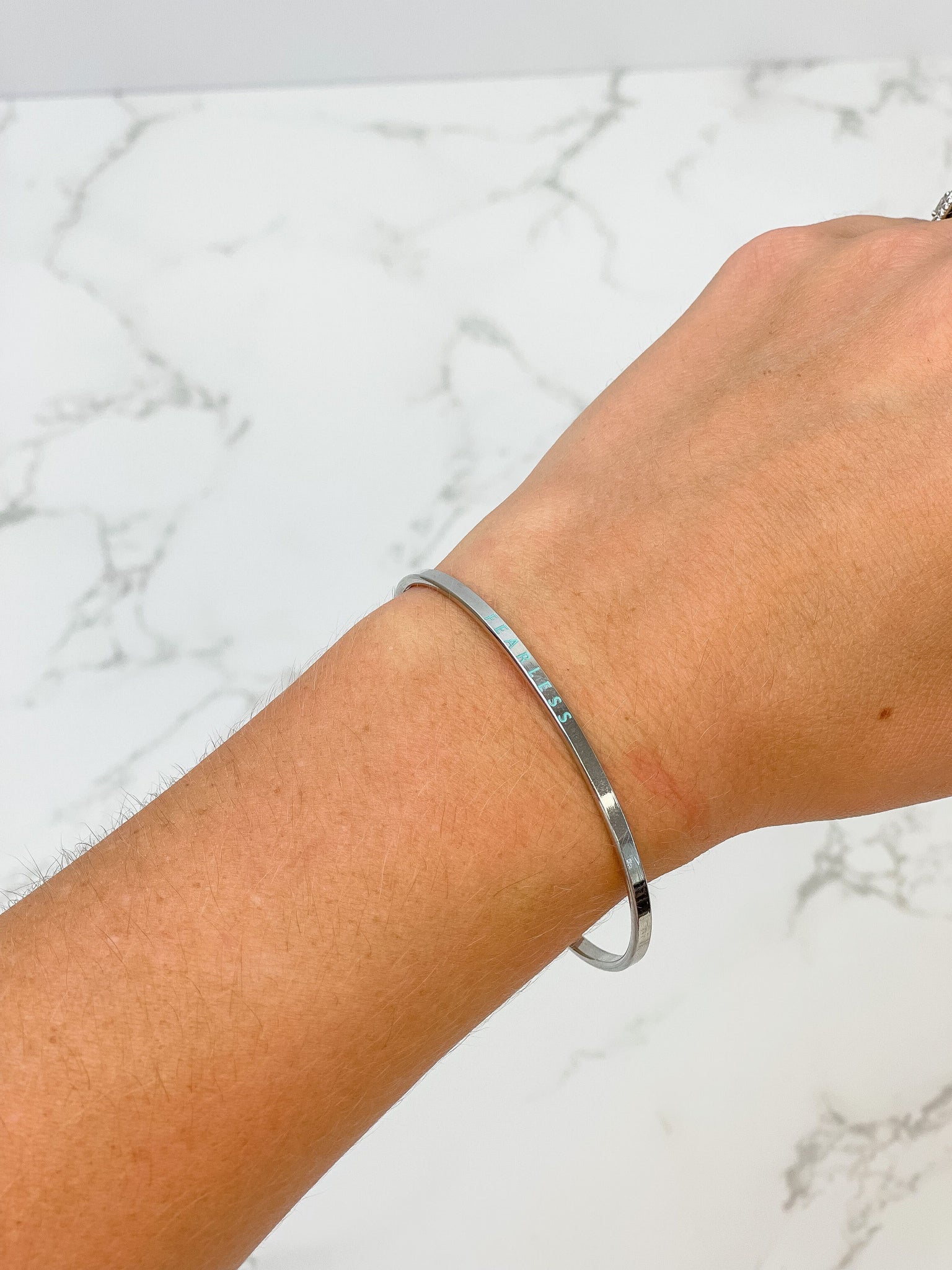 'Fearless' Silver Sentiment Bracelets