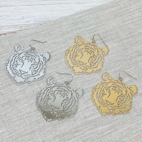 Filigree Tiger Dangle Earrings