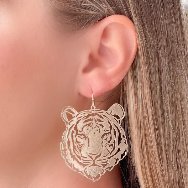 Filigree Tiger Dangle Earrings