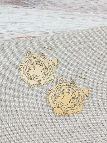Filigree Tiger Dangle Earrings