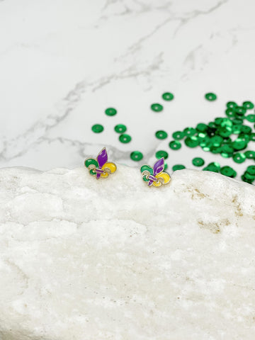 Mardi Gras Enamel Stud Earrings