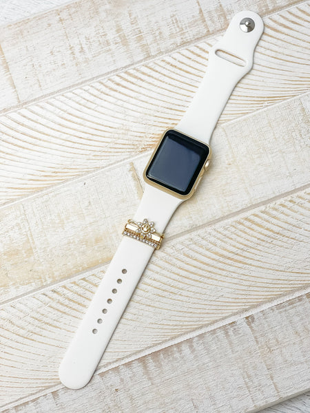 White Silicone Watch Band with Charms