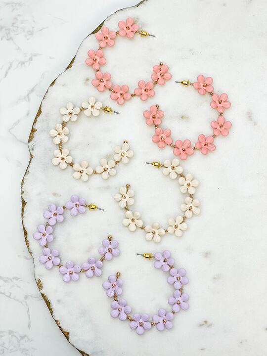 Matte Flower Hoop Earrings