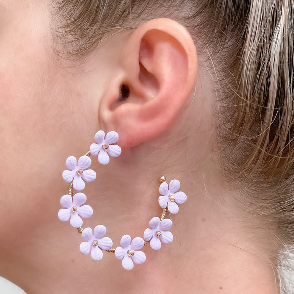 Matte Flower Hoop Earrings