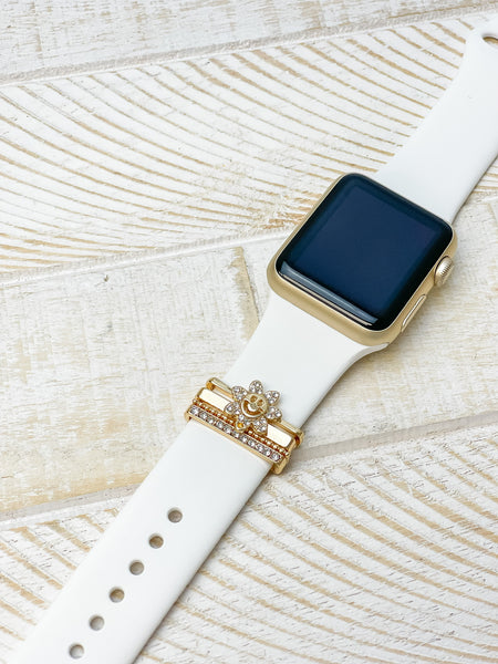 White Silicone Watch Band with Charms