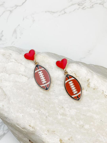 Heart Post Sports Enamel Dangle Earrings