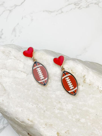 Heart Post Sports Enamel Dangle Earrings