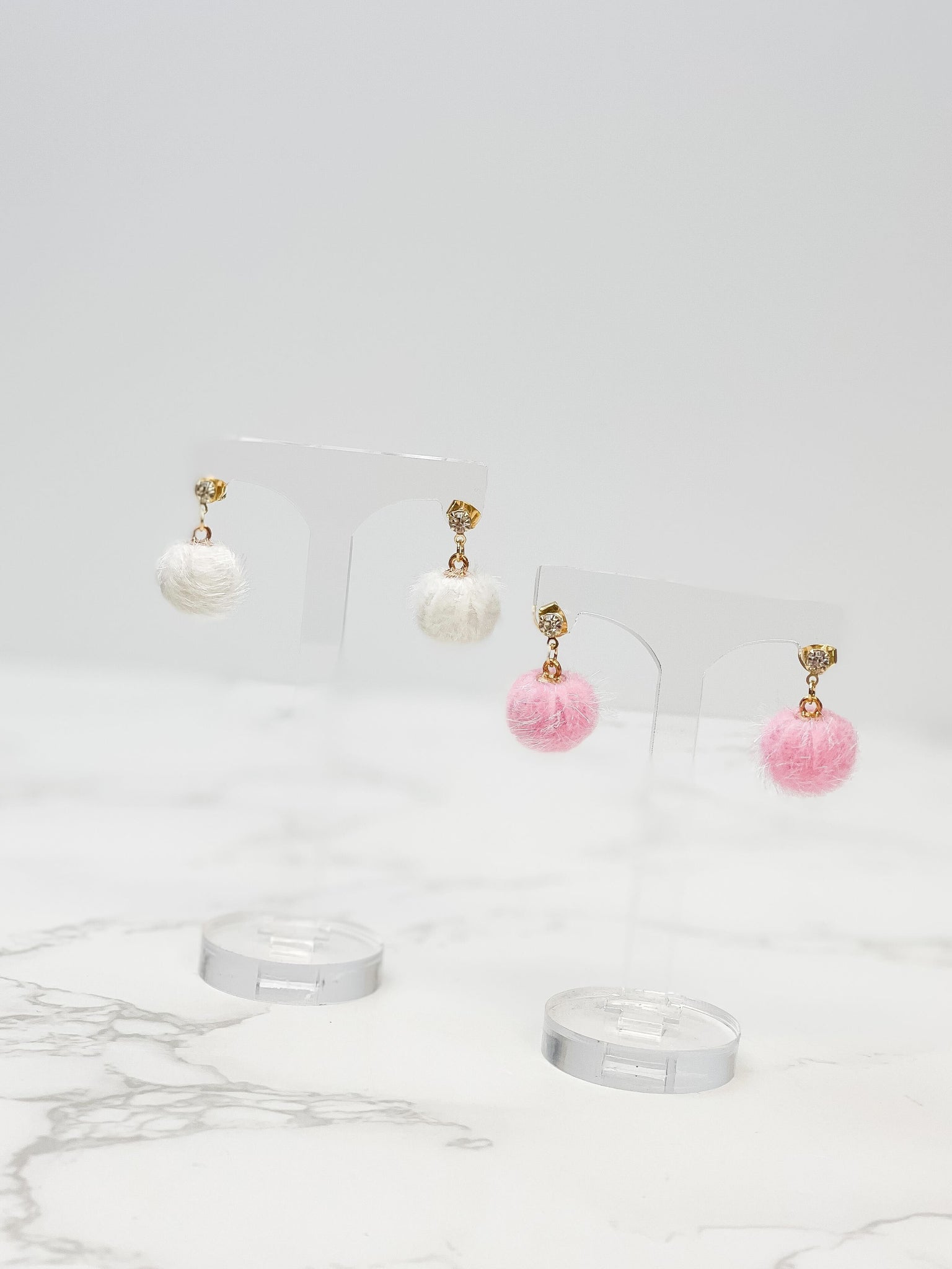 Pom Post Dangle Earrings