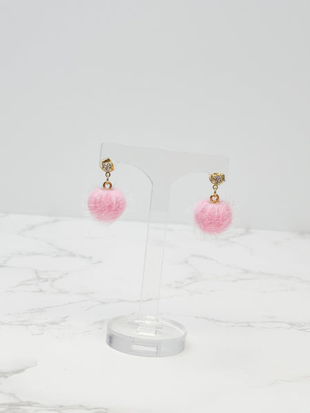 Pom Post Dangle Earrings