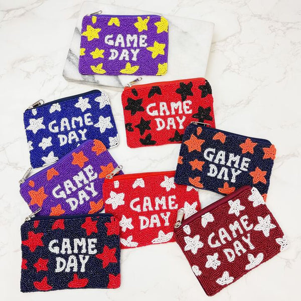 Star 'Game Day' Beaded Zip Pouches