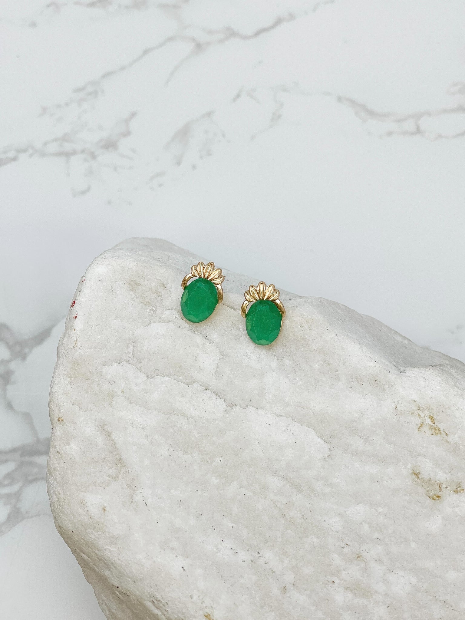 Faceted Gem Pineapple Stud Earrings