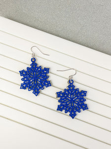 Glitter Snowflake Dangle Earrings