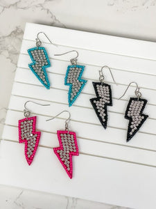 Glitzy Lightning Bolt Beaded Dangle Earrings