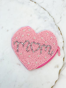 'Mom' Beaded Zip Pouches