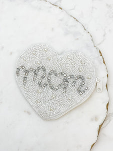 'Mom' Beaded Zip Pouches
