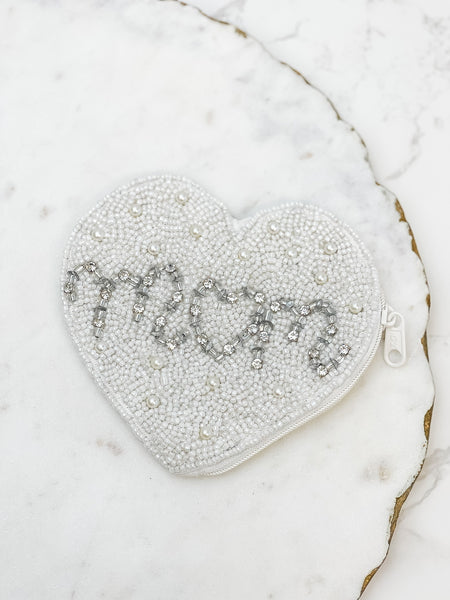 'Mom' Beaded Zip Pouches