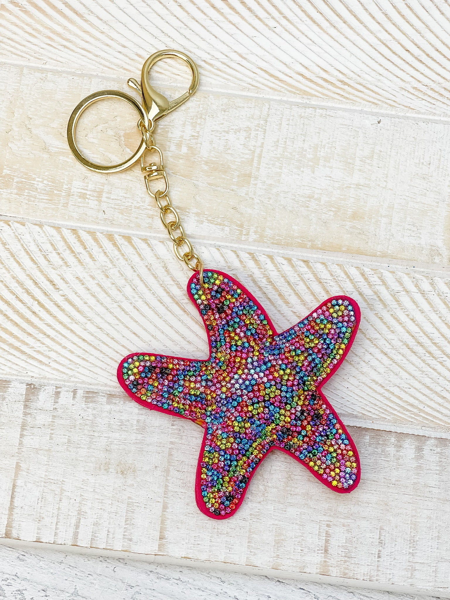 Glitzy Rhinestone Starfish Key Chain
