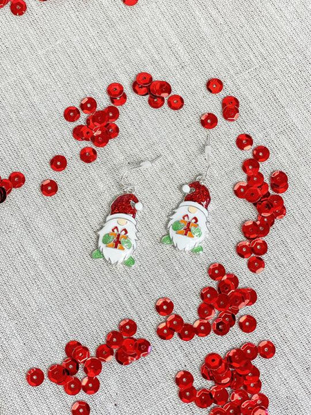 Enamel Holiday Gnome Dangle Earrings
