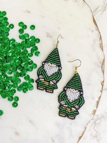 Gnome Seed Bead Dangle Earrings