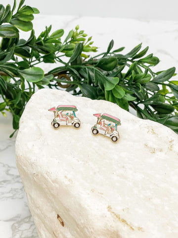 Golf Cart Signature Enamel Stud Earrings