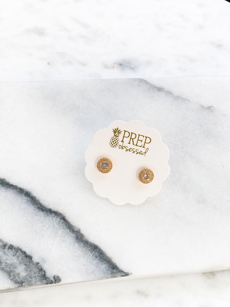 Cubic Zirconia Halo Stud Earrings