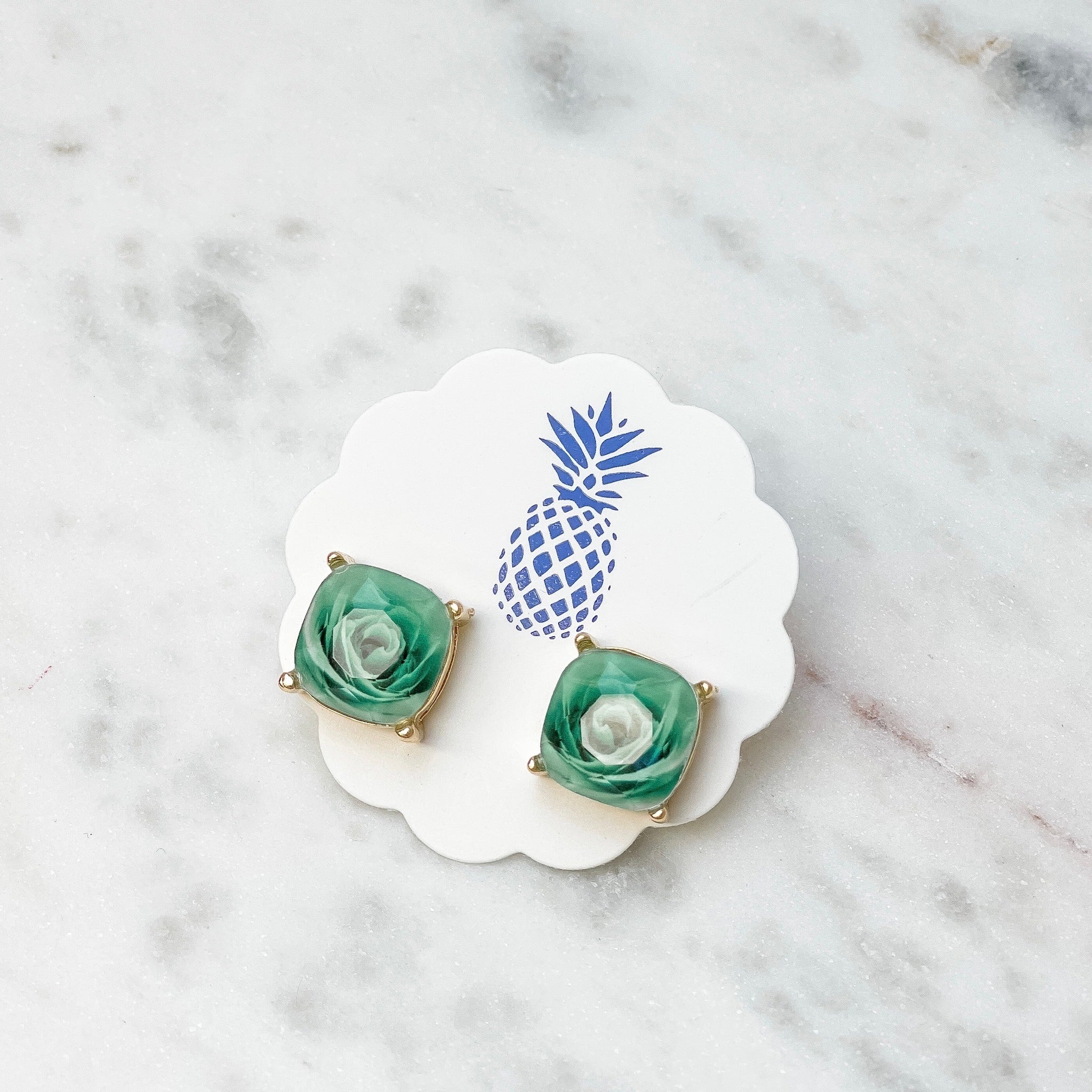 Rose Printed Stud Earrings