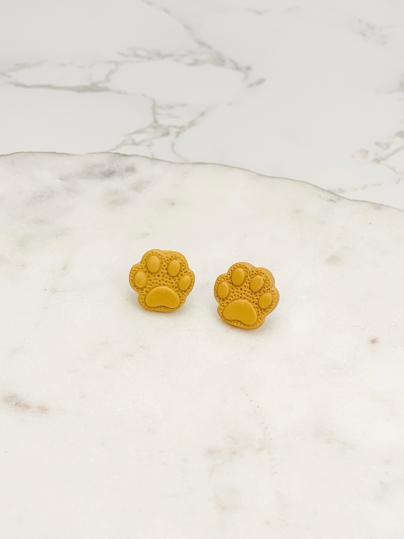 Clay Paw Print Stud Earrings