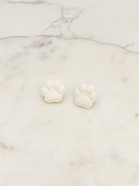 Clay Paw Print Stud Earrings