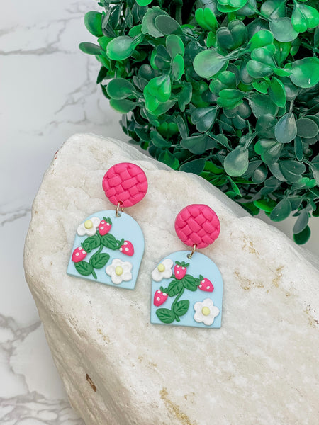 Strawberry Garden Clay Dangle Earrings