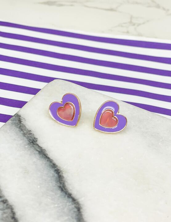 Heart-In-Heart Resin Stud Earrings