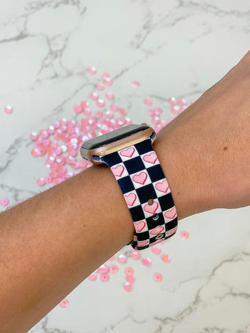 Silicone Checkered Pattern Smart Apple Watch Bands Wristband