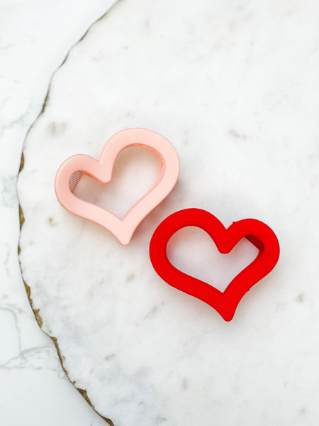 Open Heart Claw Clip - Light Pink