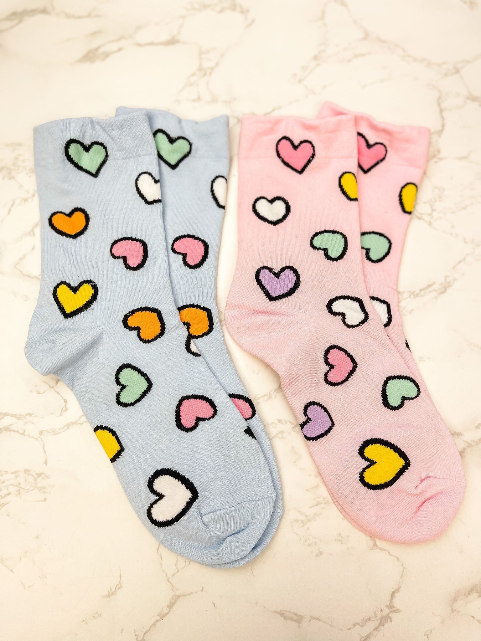 Heart Print Crew Socks