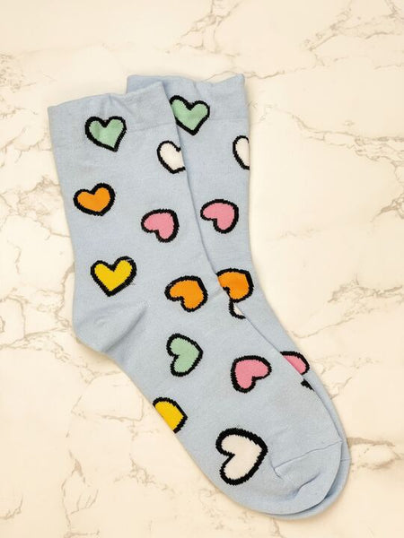Heart Print Crew Socks