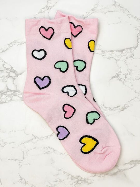 Heart Print Crew Socks