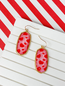 Heart-Print Portrait Dangle Earrings