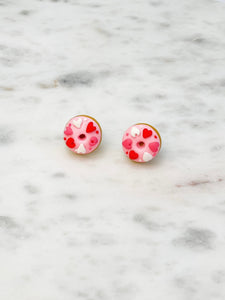 Heart Donut Stud Earrings
