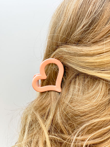 Open Heart Claw Clip - Light Pink