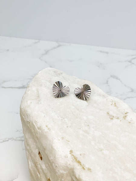 Textured Heart Stud Earrings