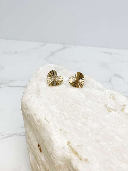 Textured Heart Stud Earrings